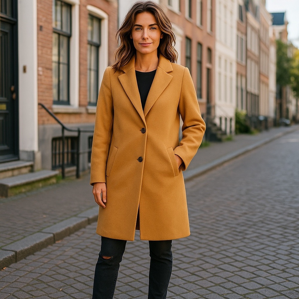 NWT‎ Vigoss x Stitch Fix Women’s Camel Oversized Pea Coat Fall Winter Warm